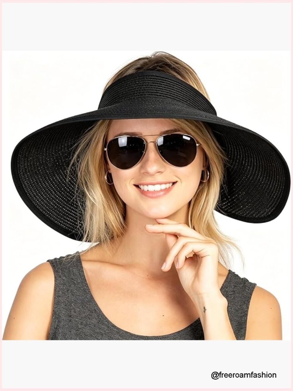 Wide Brim Sun Visor Hat with Neck Flap, Adjustable for Women Beach Golf